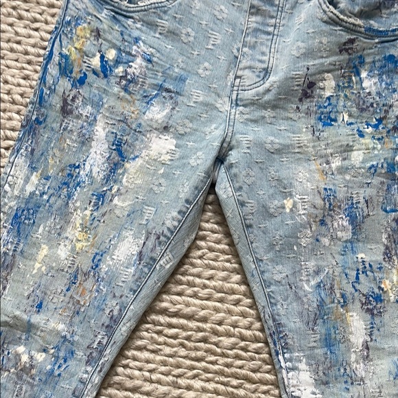 Purple Brand P001 Paint Over Light Bleach Monogram Jacquard Denim Jeans - Picture 4 of 10